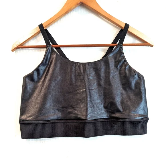 CACIQUE women's black faux leather bralette size 18/20 - Picture 1 of 7